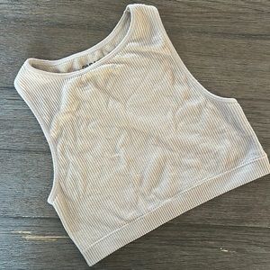 Women's GARAGE Light Tan Ribbed Sports Bra